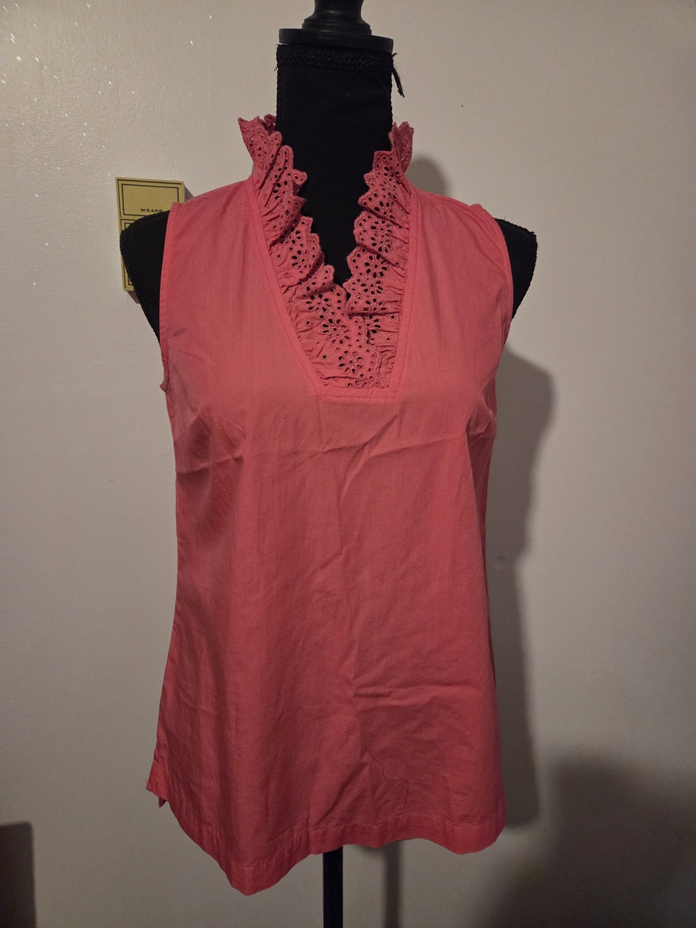 crown & ivy Bright Pink Eyelet V-Neck Sleeveless Top
